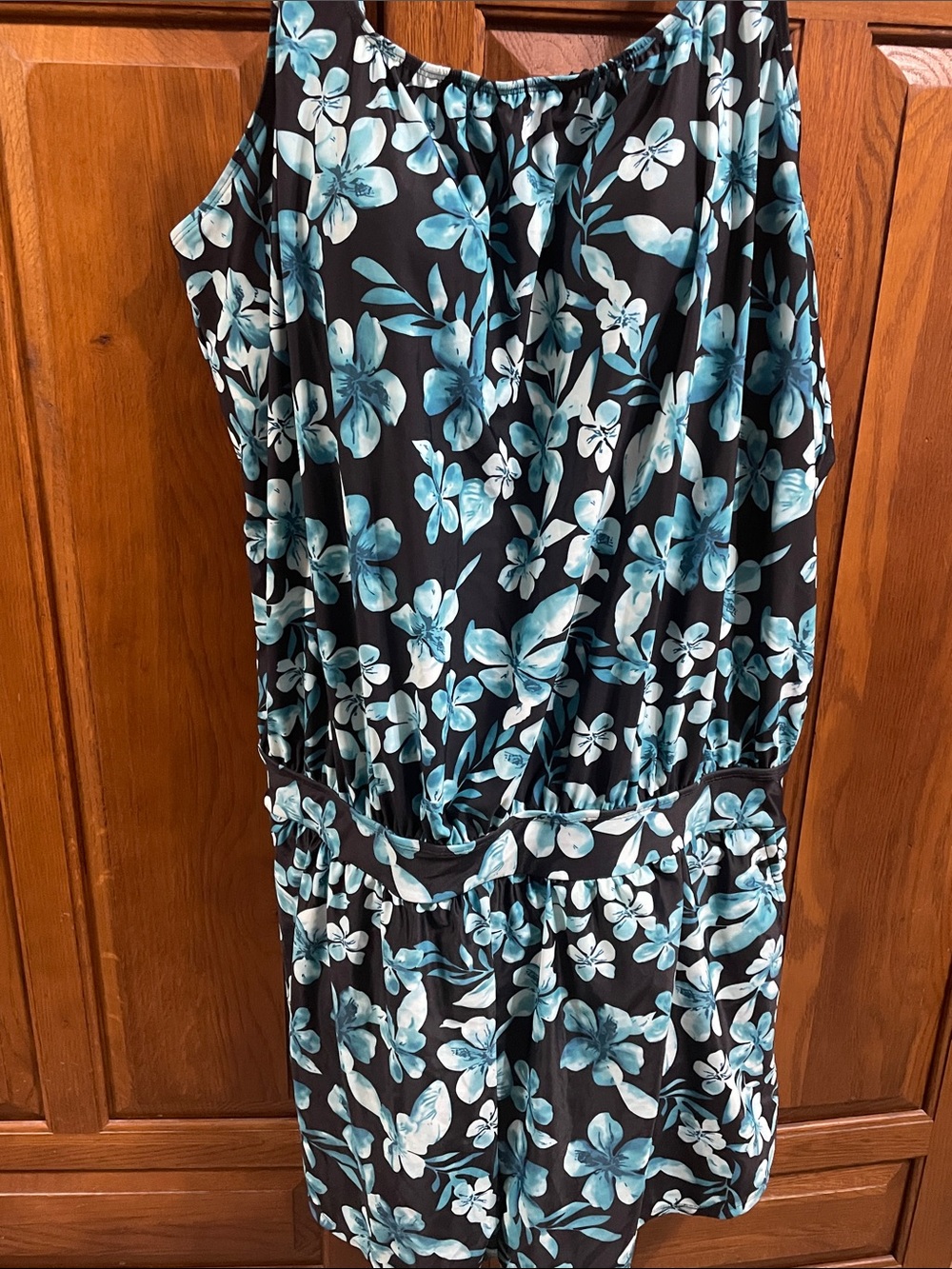 BloomChic Black & Blue Floral Swim Romper w pockets NWT Sz. 22/24 real pretty